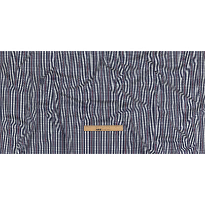 Navy, Red and White Subtle Plaid Cotton Poplin Full