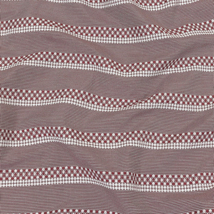 Zinfandel and White Diamond Stripes and Checks Cotton Jacquard