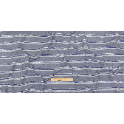 Blue and White Diamond Stripes and Checks Cotton Jacquard Full