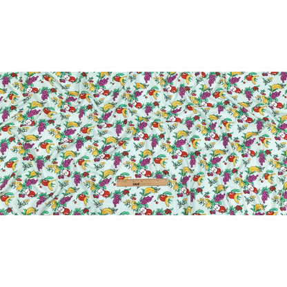Pale Blue, Green and Yellow Fruit Viscose Batiste Full