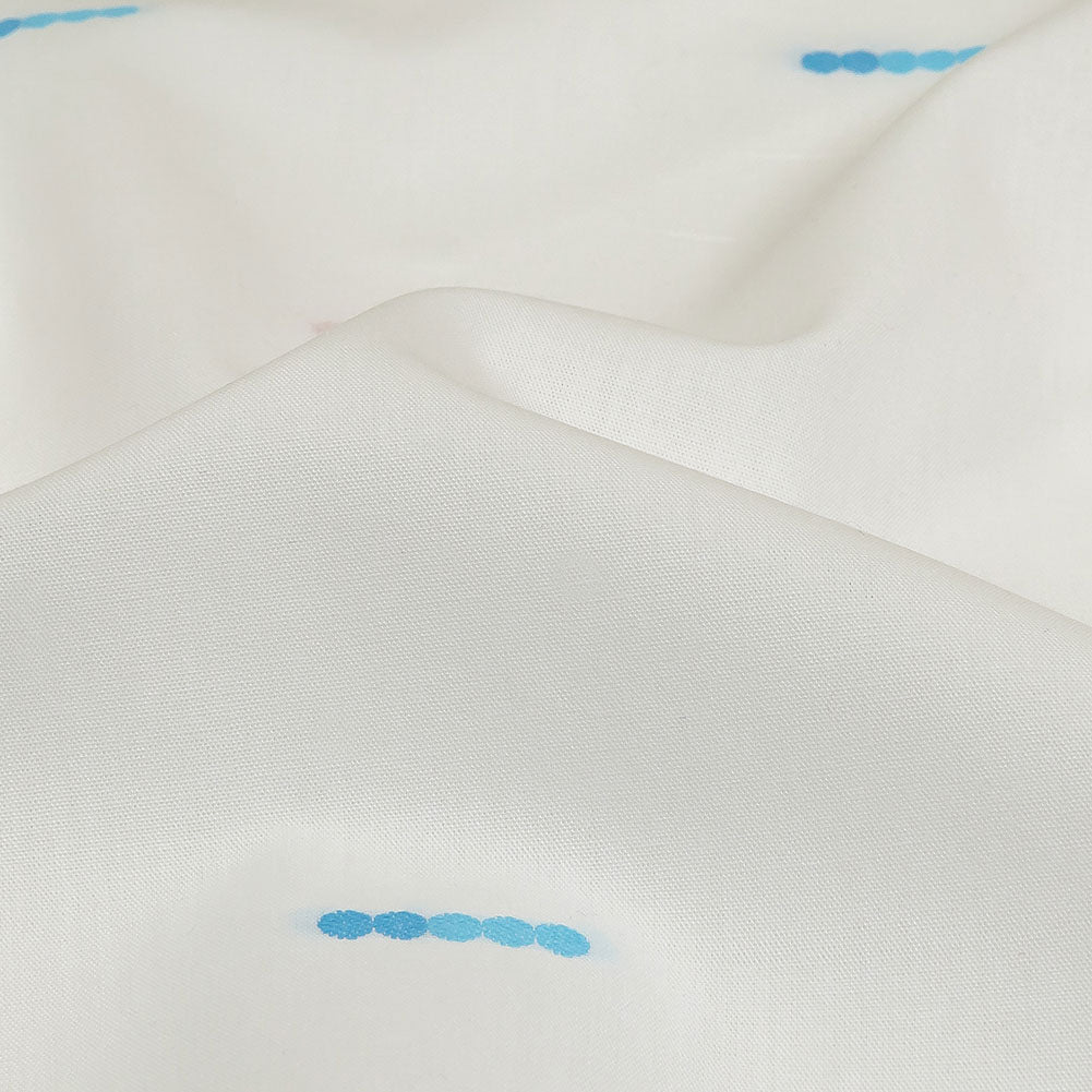 Red, Blue and Quicksilver Dotted Lines Cotton Jacquard Shirting Detail