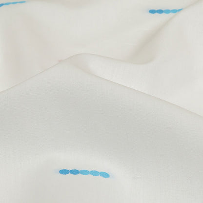 Red, Blue and Quicksilver Dotted Lines Cotton Jacquard Shirting Detail