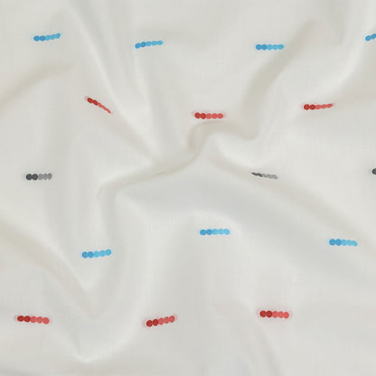 Red, Blue and Quicksilver Dotted Lines Cotton Jacquard Shirting