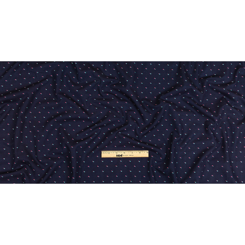 Evening Blue, Pink and Dusty Turquoise Squares Cotton Jacquard Shirting Full
