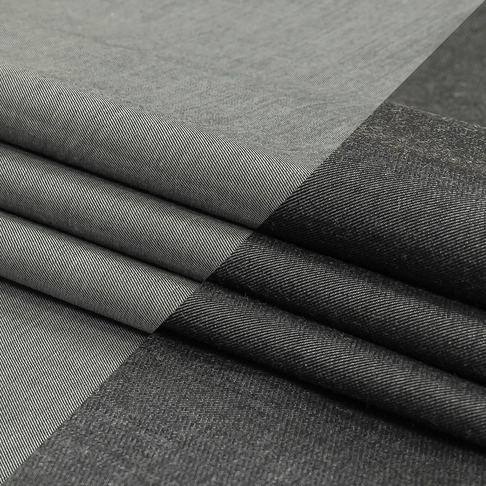 Obsidian and Ultimate Gray Double Faced Cotton Twill Shirting Folded