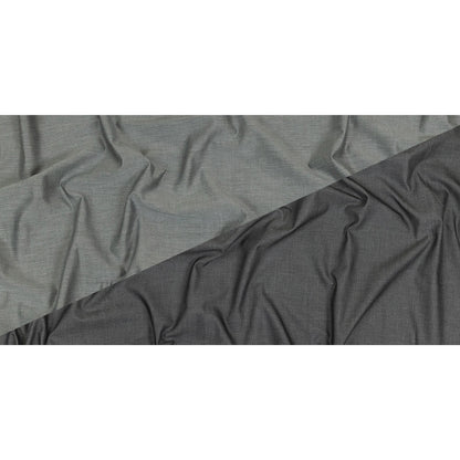 Obsidian and Ultimate Gray Double Faced Cotton Twill Shirting Full