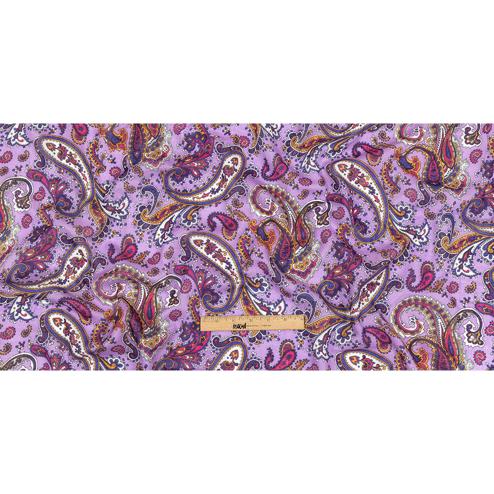Gauzy Cotton Voile - Lilac, Cobalt and Pink Paisley - Deadstock Full