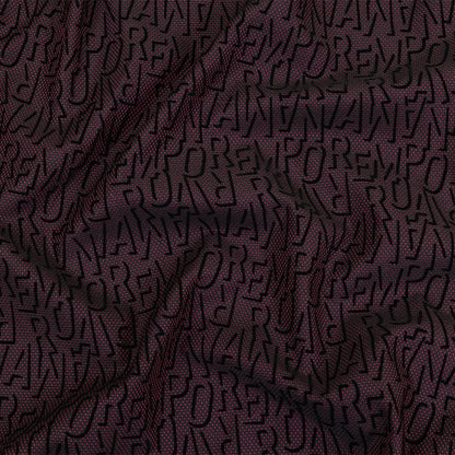 Black Flocked Drop Shadow Letters on Windsor Wine and Black Spotted Cotton Dobby