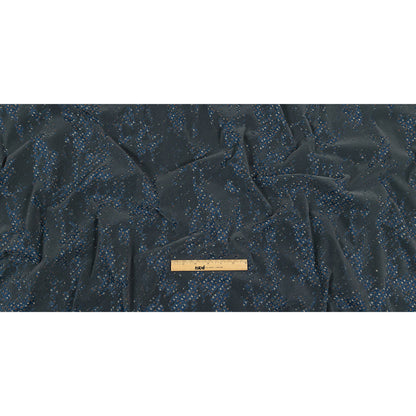 Gray Distressed Flocking on Blue, Tan and Beige Geometric Printed Cotton Shirting Full