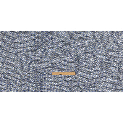 Black Flocked Polka Dots on Blue and White Leaves Stretch Cotton Shirting Full