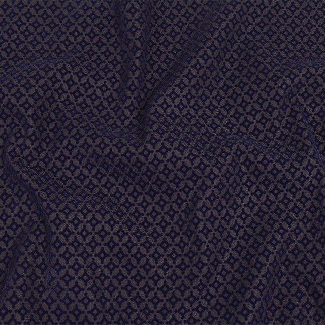 Navy Flocked Diamond Stars on Black Diamonds Stretch Cotton Dobby