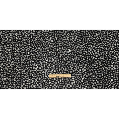 Black Flocked Bubbles on Black and Graphite Distressed Stripes Printed Stretch Cotton Twill Full