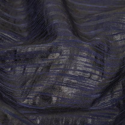Night Sky Striped Cotton and Polyester Dobby with Gunmetal Striated Foil Topcoat Folded