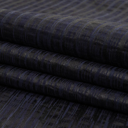 Night Sky Striped Cotton and Polyester Dobby with Gunmetal Striated Foil Topcoat Full