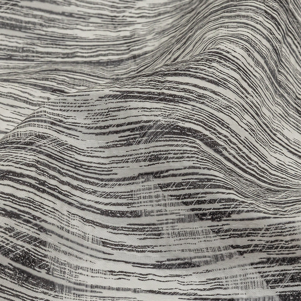 Obsidian and White Striated Lamination Striped Cotton and Polyester Dobby Detail