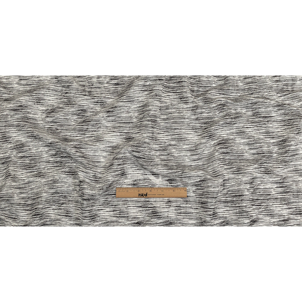 Obsidian and White Striated Lamination Striped Cotton and Polyester Dobby Full