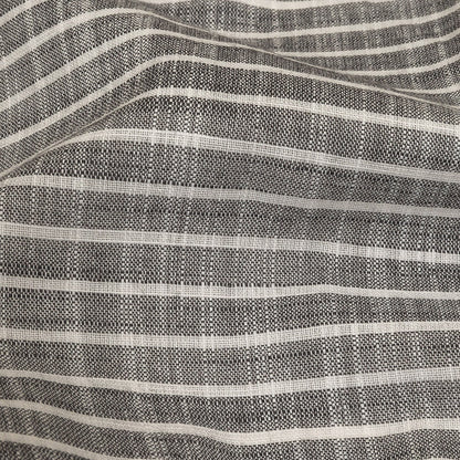 Black and White Striped Slubbed Cotton and Polyester Woven Detail