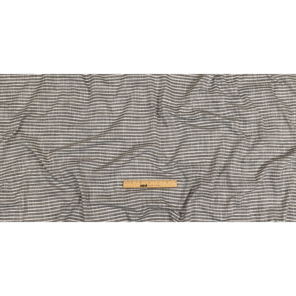 Black and White Striped Slubbed Cotton and Polyester Woven Full