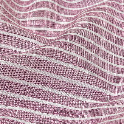 Amaranth and White Striped Slubbed Cotton and Polyester Woven Detail