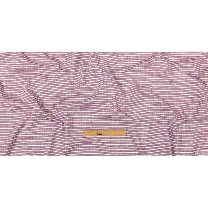 Amaranth and White Striped Slubbed Cotton and Polyester Woven Full
