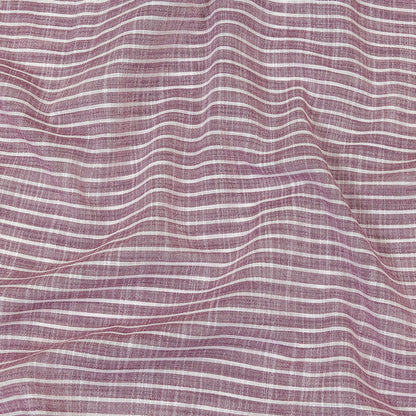 Amaranth and White Striped Slubbed Cotton and Polyester Woven