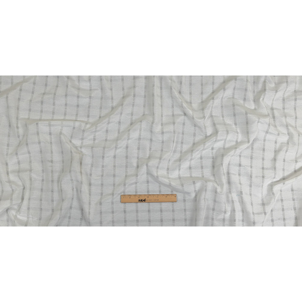 White Sheer Stripes Cotton and Polyester Woven Full