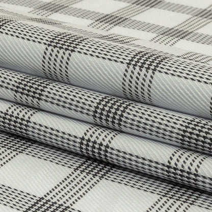Black and Gray Glen Plaid Twill Cotton Shirting Folded