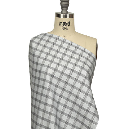 Black and Gray Glen Plaid Twill Cotton Shirting Drape