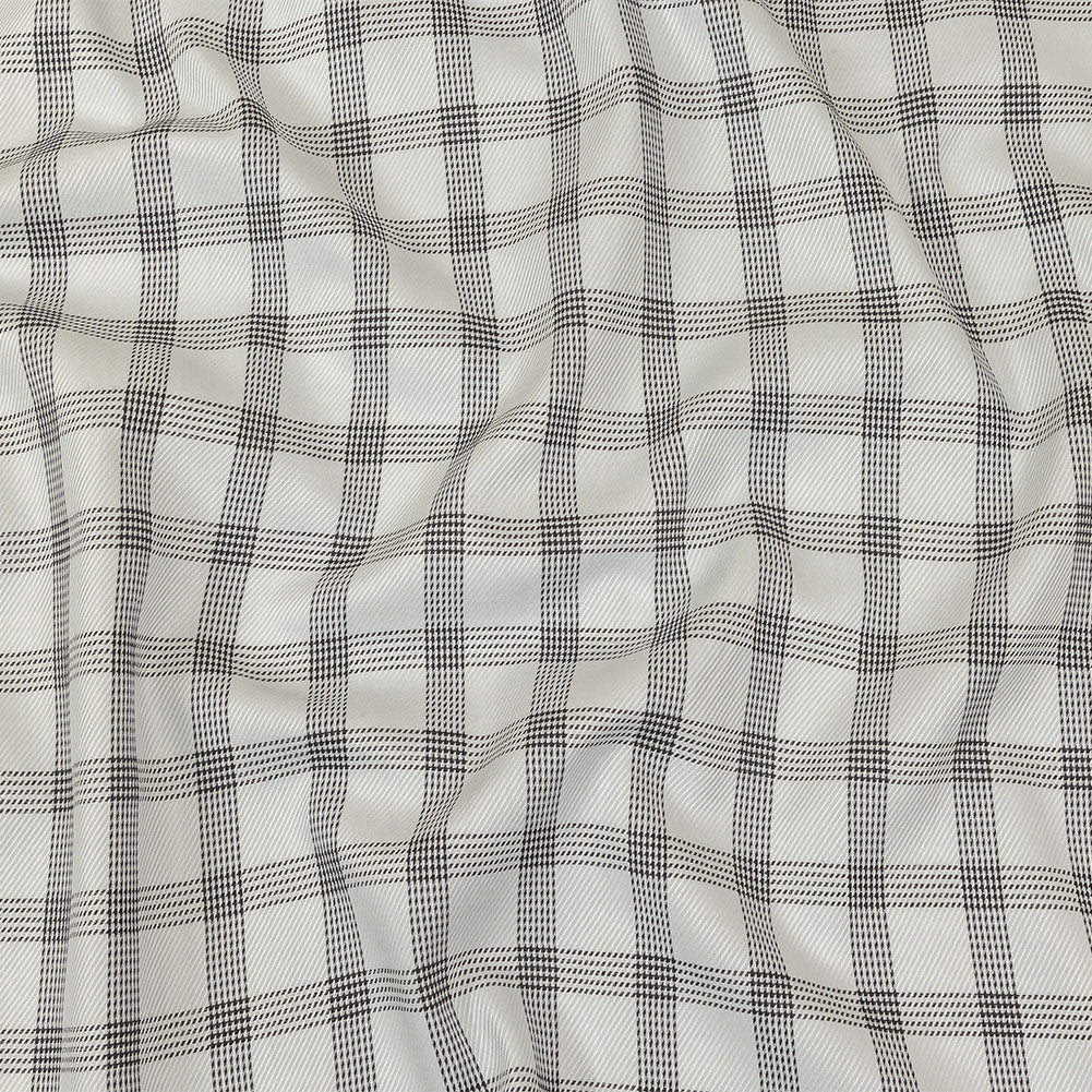 Black and Gray Glen Plaid Twill Cotton Shirting
