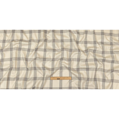 Beige, Brown and White Glen Plaid Twill Cotton Shirting Full