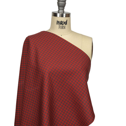 Red and Brown Checkered Twill Cotton Shirting Drape