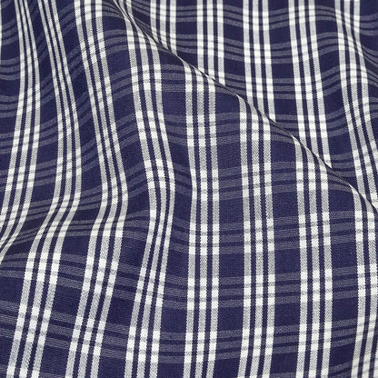 Astral Aura and White Plaid Twill Cotton Shirting Detail