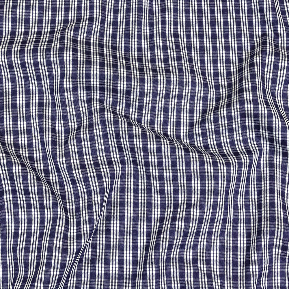 Astral Aura and White Plaid Twill Cotton Shirting