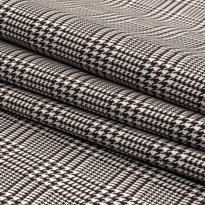 Peppercorn and White Glen Plaid Twill Cotton Shirting Folded