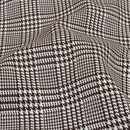 Peppercorn and White Glen Plaid Twill Cotton Shirting Detail