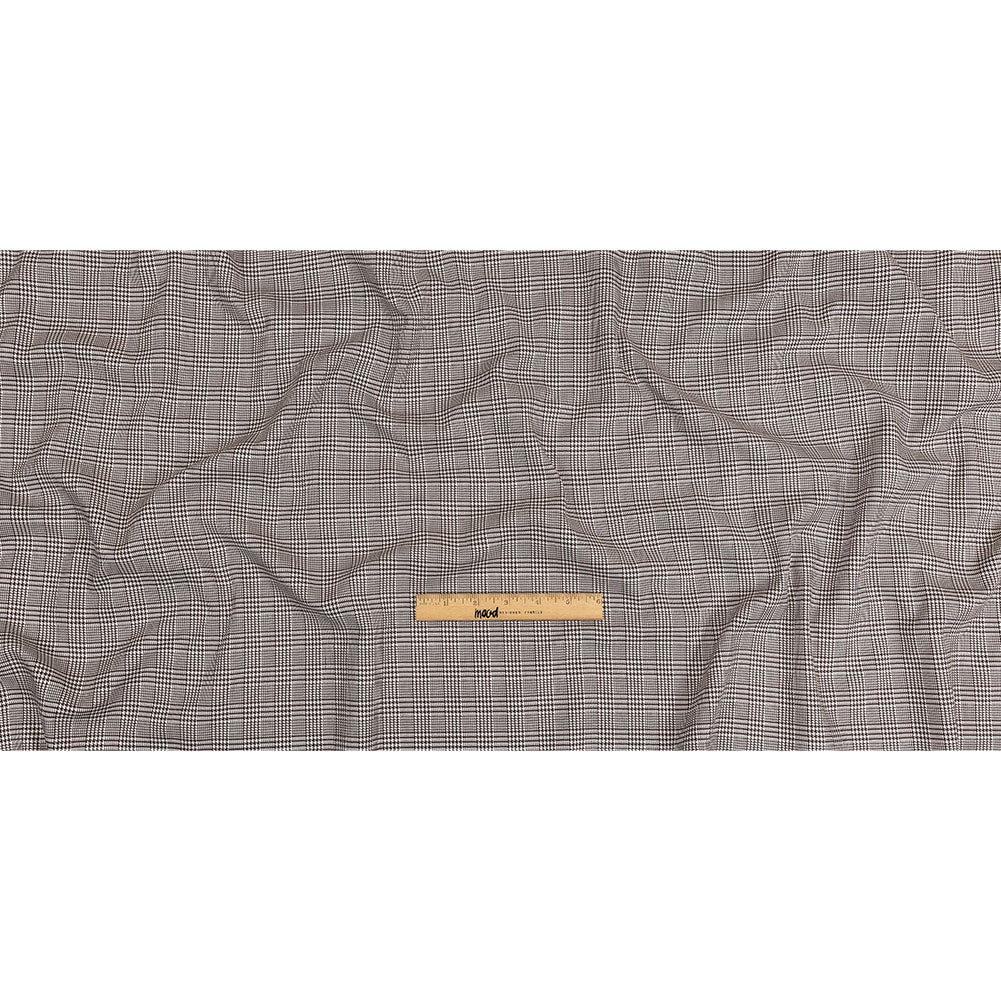 Peppercorn and White Glen Plaid Twill Cotton Shirting Full