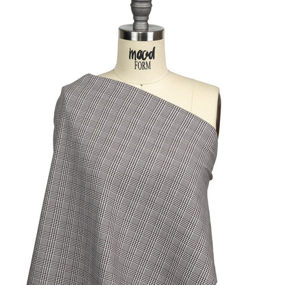 Peppercorn and White Glen Plaid Twill Cotton Shirting Drape