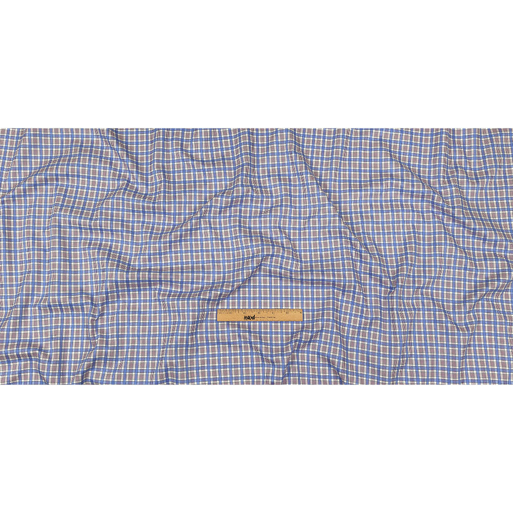 Violet, Wedgewood and White Plaid Twill Cotton Shirting Full