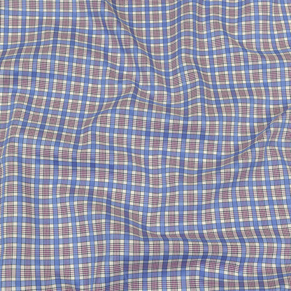 Violet, Wedgewood and White Plaid Twill Cotton Shirting