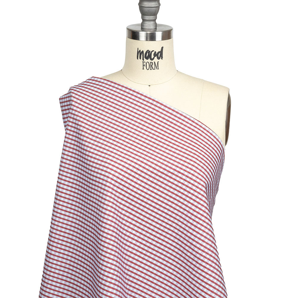 Red, Pink and Pale Blue Checkered Cotton Shirting Drape