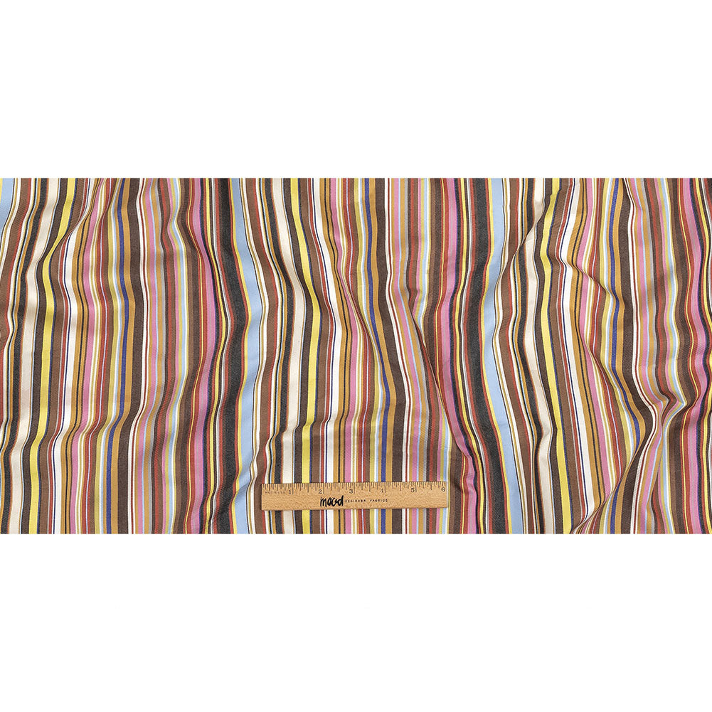 Pink, Yellow and Brown Barcode Stripe Cotton Twill Full