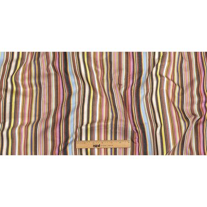 Pink, Yellow and Brown Barcode Stripe Cotton Twill Full