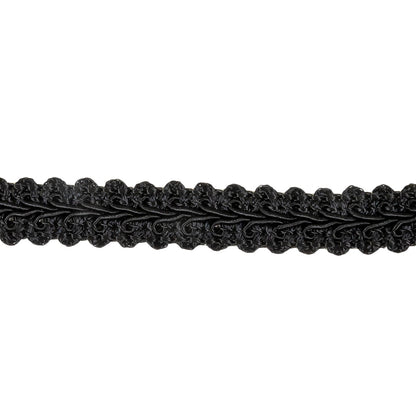 Black Classic Cotton Blend Gimp Braided Trim - 0.625" Detail
