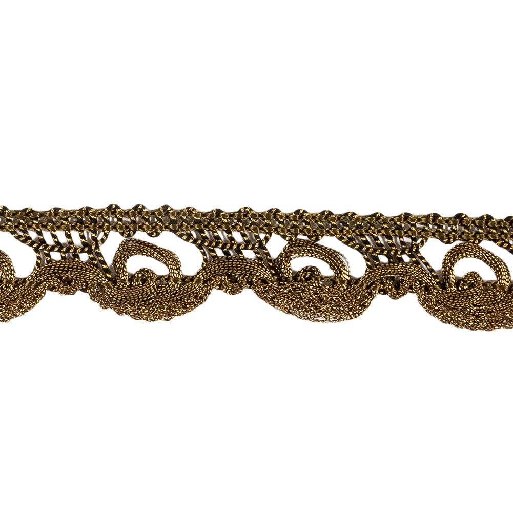 Black and Metallic Gold Swirling Braided Trim - 0.875" Detail