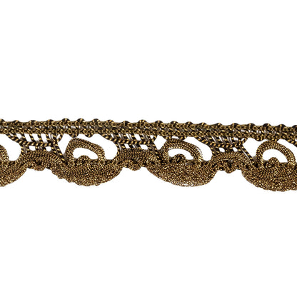 Black and Metallic Gold Swirling Braided Trim - 0.875" Detail