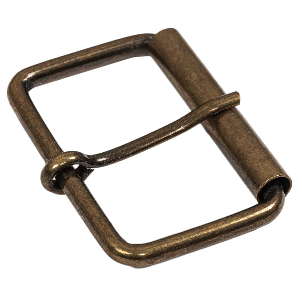 Antique Gold Rectangular Metal Roller Buckle - 2.375" x 1.625" Detail