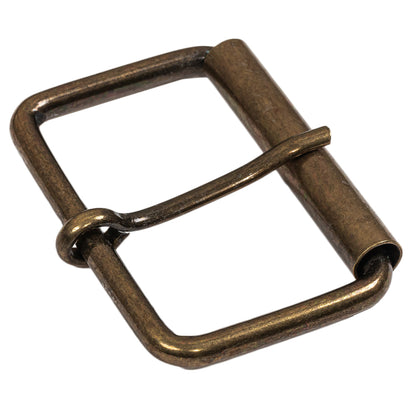 Antique Gold Rectangular Metal Roller Buckle - 2.375" x 1.625" Detail