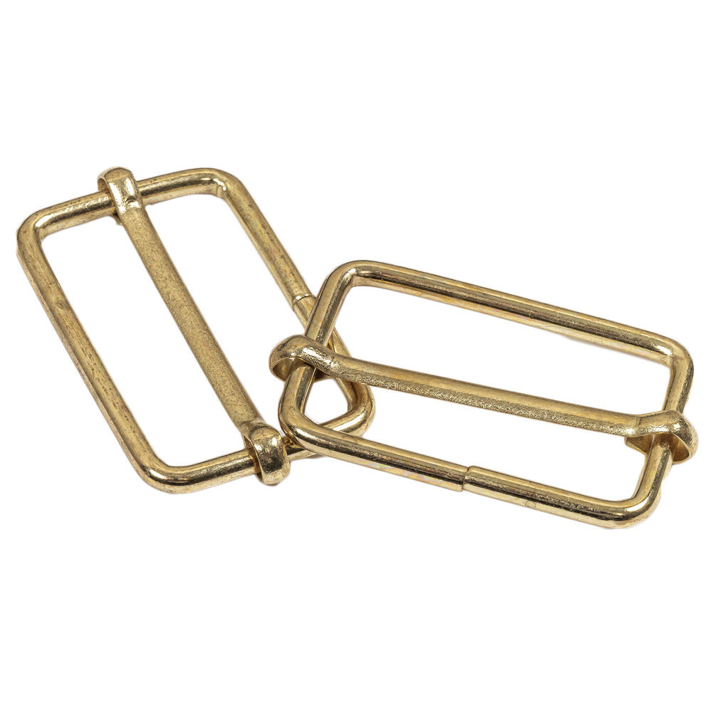 Yellow Gold Rectangular Overall Slides Pair - 1.25" x 1" Folded