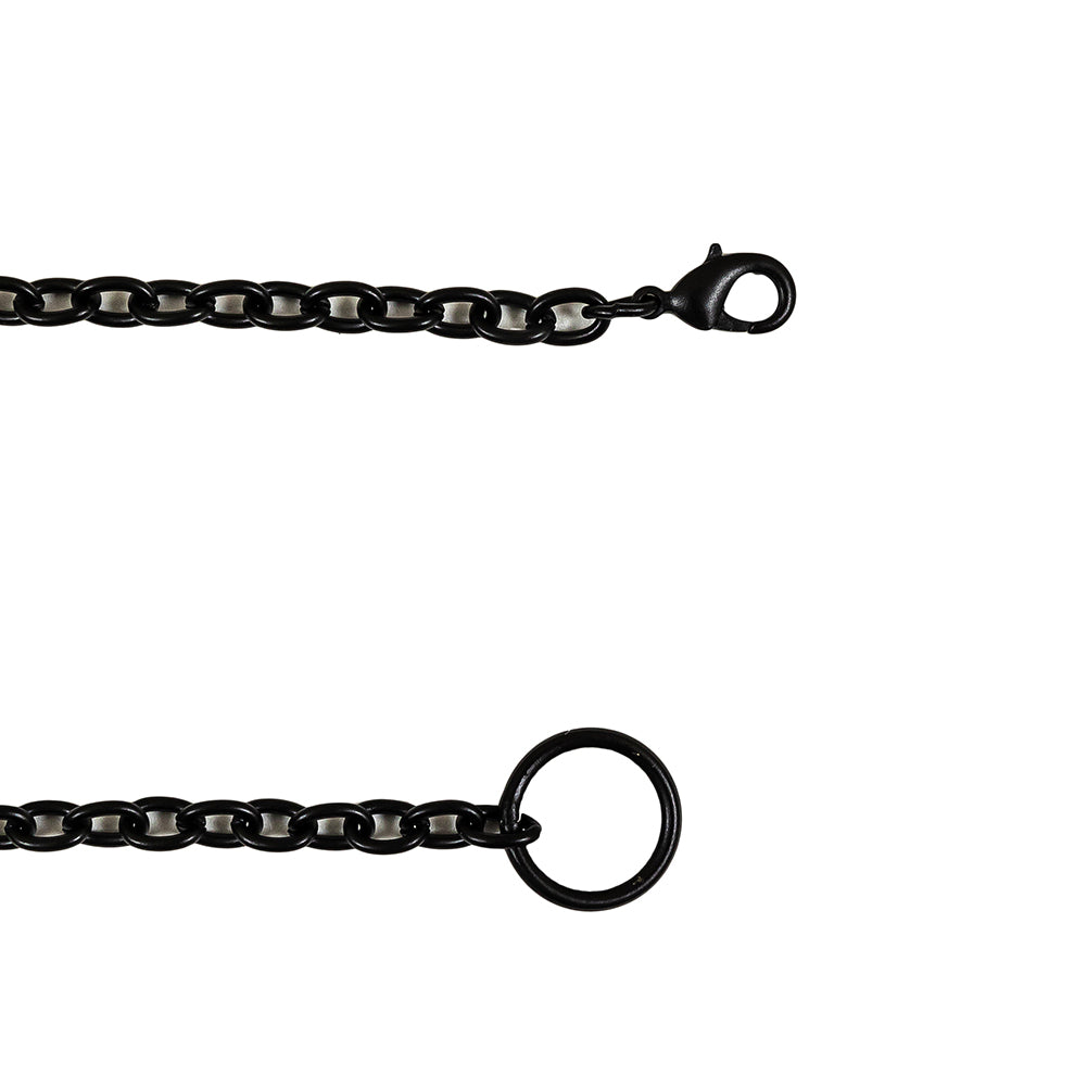 Matte Black Chain Purse Strap with Lobster Claw Clasp and O Ring - 53.5" X 0.5" Folded