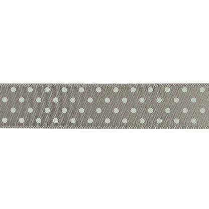 Gray and White Polka Dot Satin Ribbon - 0.625" Detail
